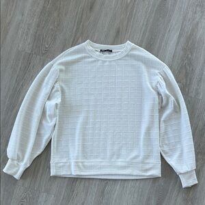 Zara White Grid Pattern Top Dolman sleeve. Lightweight Wmns medium minimalist